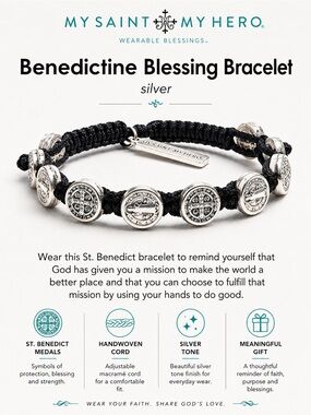 My Saint My Hero Benedictine Blessing Bracelet Silver